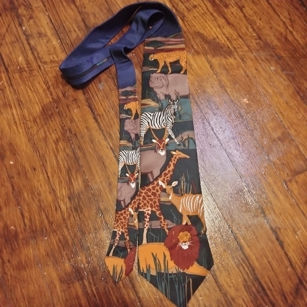 Vintage World Wildlife Fund Silk Tie The Serengeti Ecosystem Design 172
